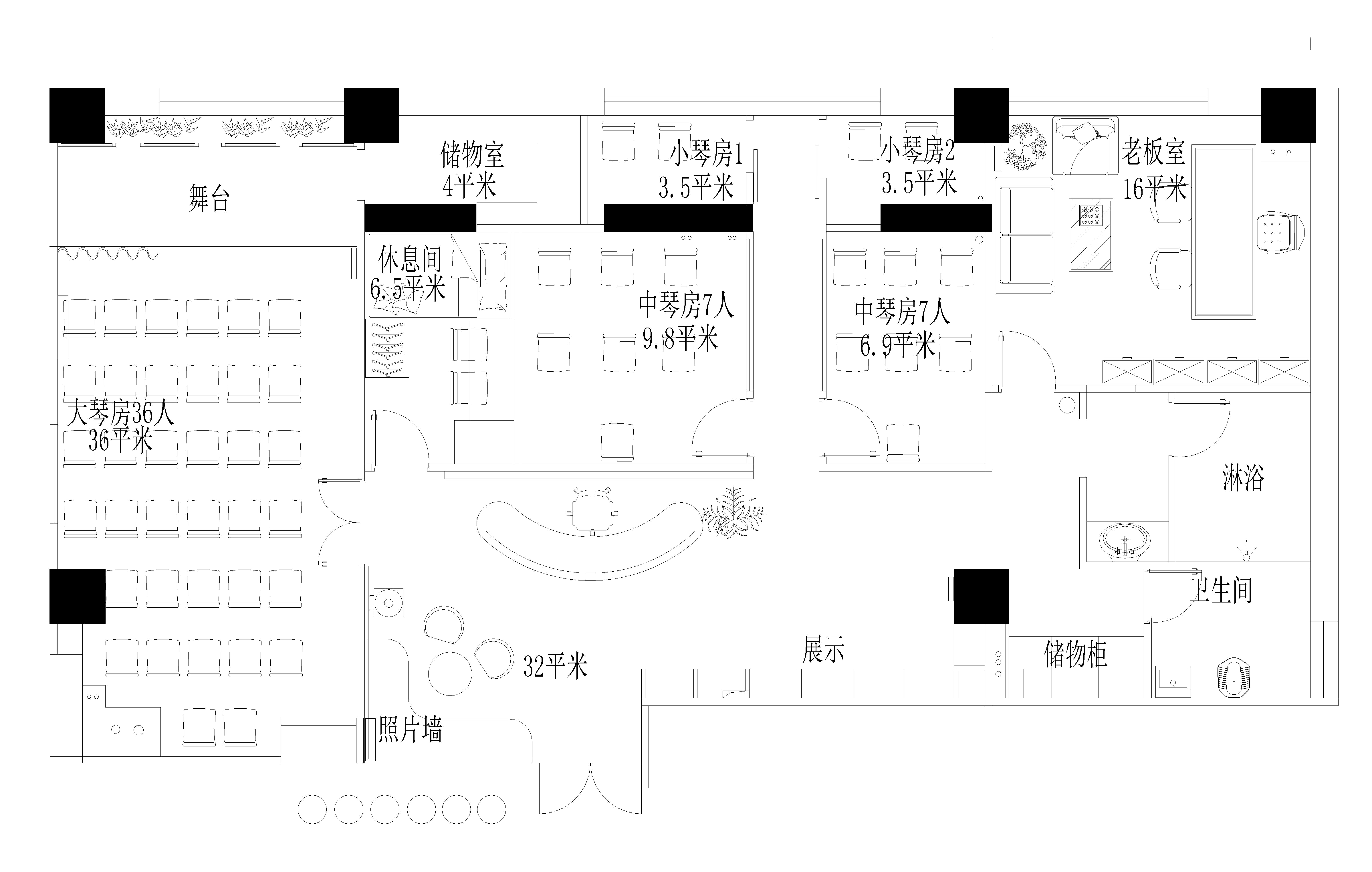 紫馨竹笛学苑室内装饰设计工程设计方案(图1)