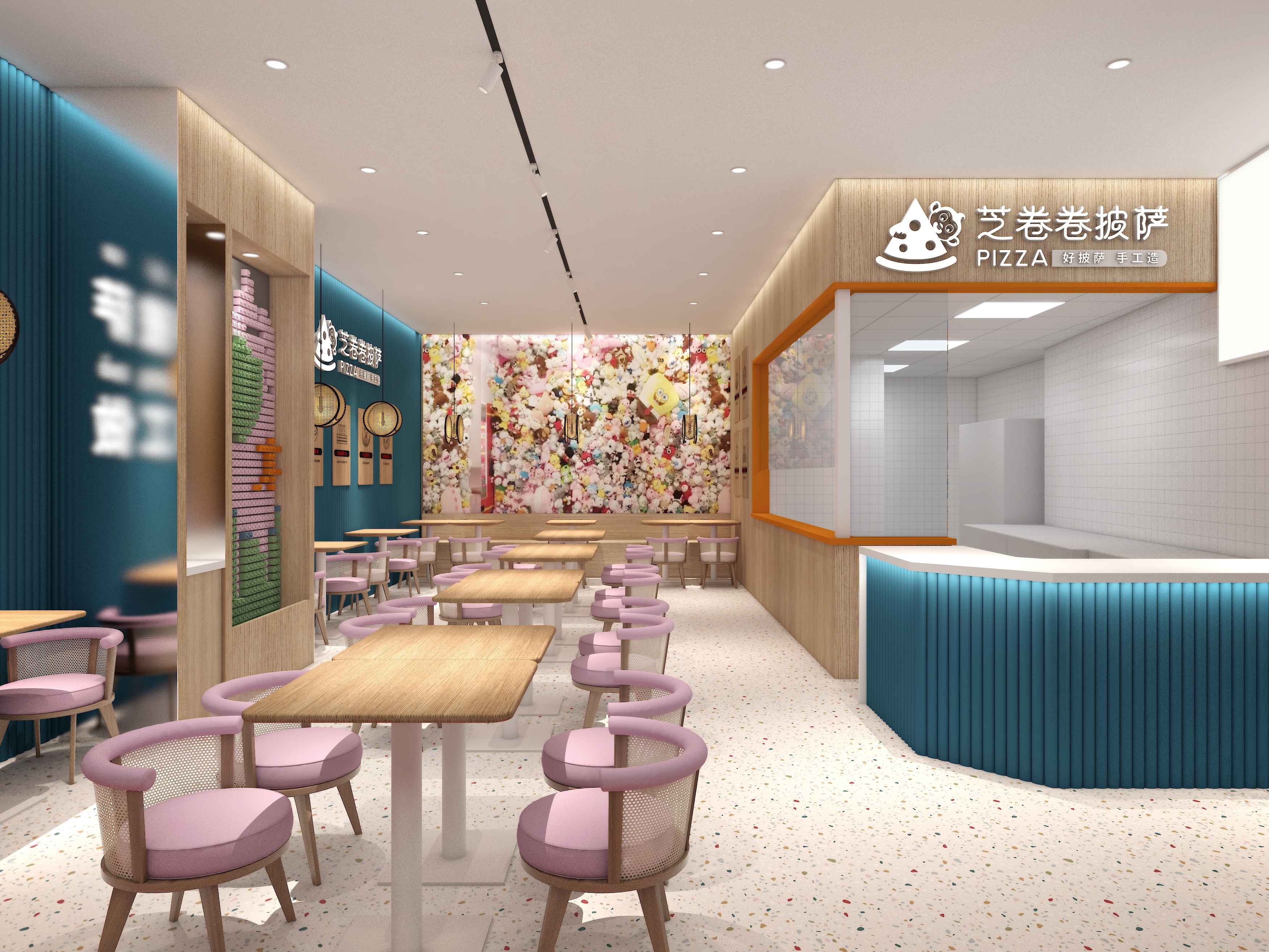 芝卷卷披萨（漯河店）店面装修设计案例(图2)