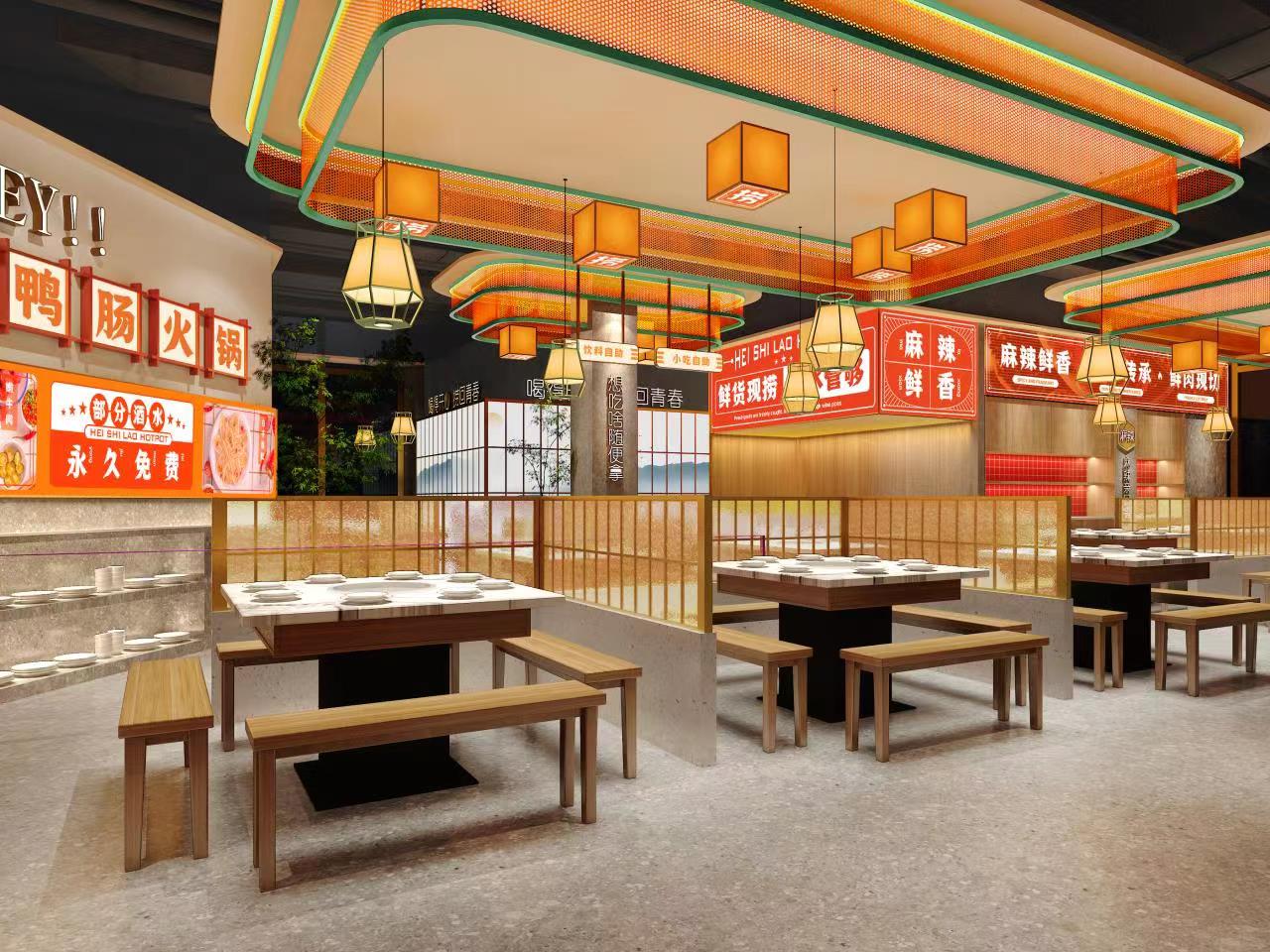 重庆嘿食捞火锅餐饮店装修设计案例(图3)